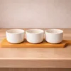 Set de Bowls de Cerámica con Base de Bambú – 3 Piezas