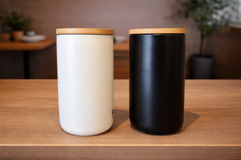 Frasco de Cerámica con Tapa de Bambú