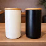 Frasco de Cerámica con Tapa de Bambú