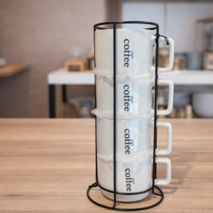 Set de Tazas para Café con Soporte Metálico