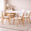 Juego de Comedor 4 Sillas Estilo Nórdico – Mesa Redonda Blanca y Madera